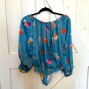 Beulah Style Silk Puff Sleeve Body Suit